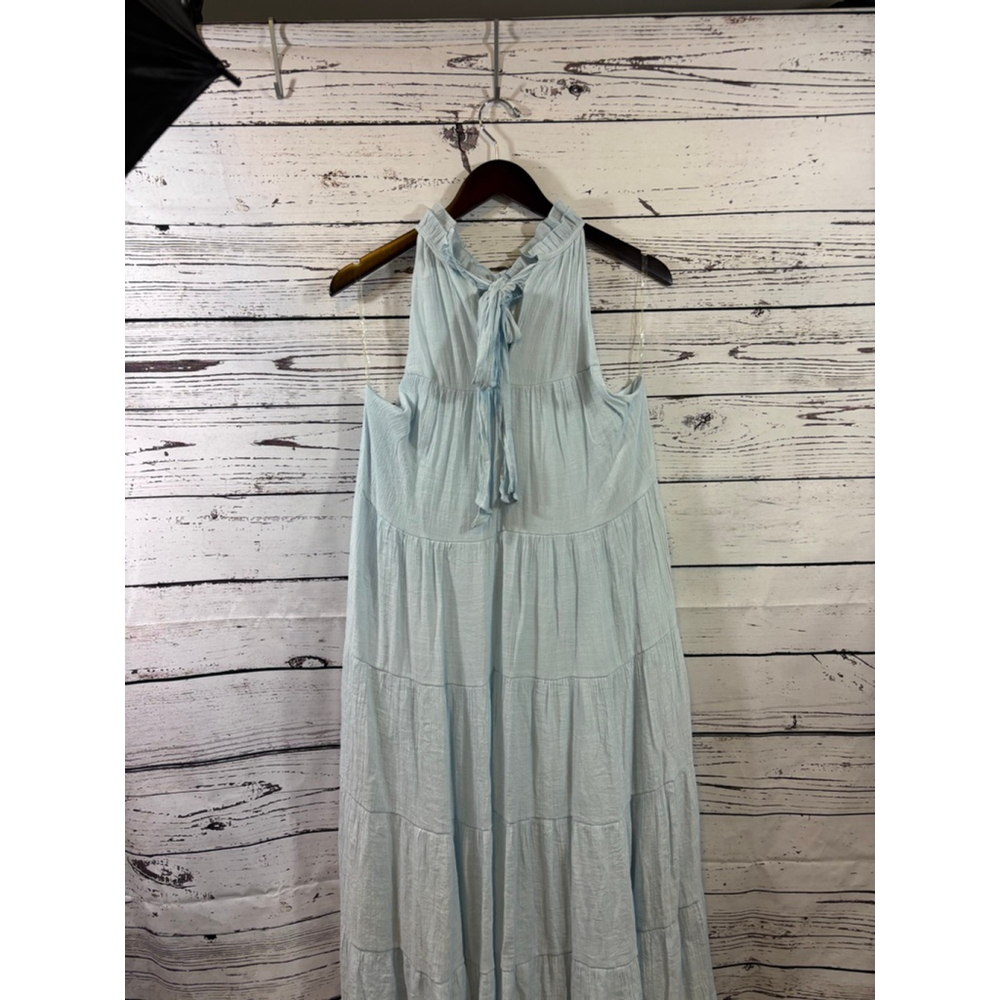 Women's Indigo Soul Light Blue Tiered Halter Maxi Dress Size L - Picture 5 of 10